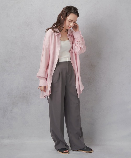 Lull（ルル）の「【Lull / ルル】テンセルシアーオーバーシャツ（シャツ/ブラウス・レディース・ラベンダー/オフホワイト/ピンク/ネイビー・ONESIZE）」の14枚目の写真