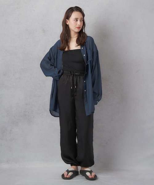 Lull（ルル）の「【Lull / ルル】テンセルシアーオーバーシャツ（シャツ/ブラウス・レディース・ラベンダー/オフホワイト/ピンク/ネイビー・ONESIZE）」の6枚目の写真