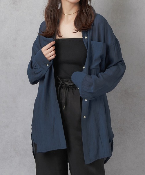 Lull（ルル）の「【Lull / ルル】テンセルシアーオーバーシャツ（シャツ/ブラウス・レディース・ラベンダー/オフホワイト/ピンク/ネイビー・ONESIZE）」の15枚目の写真