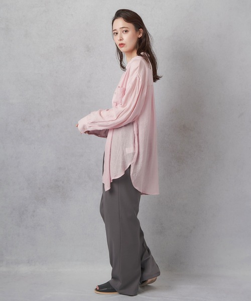 Lull（ルル）の「【Lull / ルル】テンセルシアーオーバーシャツ（シャツ/ブラウス・レディース・ラベンダー/オフホワイト/ピンク/ネイビー・ONESIZE）」の8枚目の写真