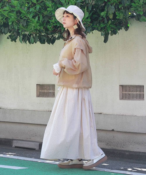 Crisp（クリスプ）の「2wayシアーアノラックフーディー（シャツ/ブラウス・レディース・ライトグレー/ベージュ・FREE）」の20枚目の写真