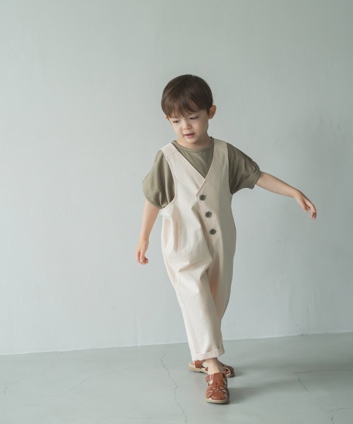 riziere（リジェール）の「配色ボタンのアシンメトリーサロペット（つなぎ/オールインワン・キッズ・カーキ/マスタード/アイボリー/モカ・120/90/110/100/130）」の18枚目の写真