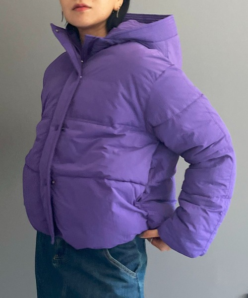 Jewelobe(ジュエローブ)の「ナイロンタッチシャカシャカフード中綿ブルゾン(ダウンジャケット/コート・レディース・グレー/ブラック/パープル/オフホワイト/イエロー・M/L)」の12枚目の写真