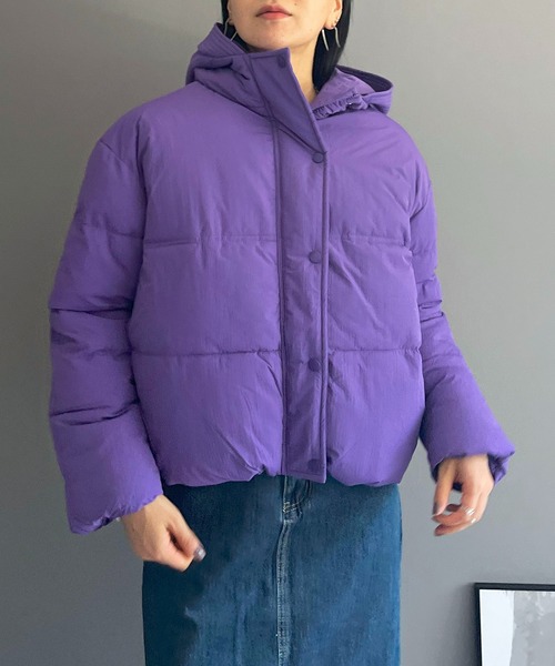 Jewelobe(ジュエローブ)の「ナイロンタッチシャカシャカフード中綿ブルゾン(ダウンジャケット/コート・レディース・グレー/ブラック/パープル/オフホワイト/イエロー・M/L)」の13枚目の写真