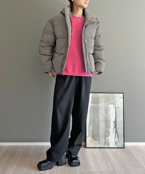 Jewelobe(ジュエローブ)の「ナイロンタッチシャカシャカフード中綿ブルゾン(ダウンジャケット/コート・レディース・グレー/ブラック/パープル/オフホワイト/イエロー・M/L)」の17枚目の写真