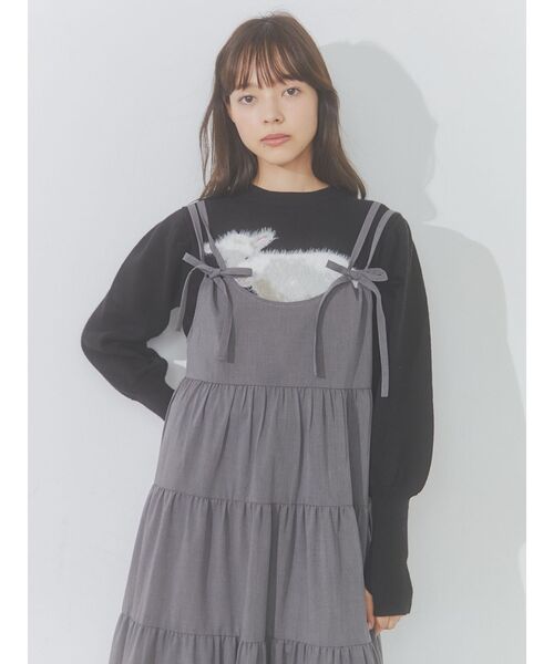 merry jenny(メリージェニー)の「doubleリボンキャミワンピース(ワンピース・レディース・アイボリー/グレー/ブラック・FREE)」の8枚目の写真
