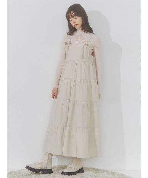 merry jenny(メリージェニー)の「doubleリボンキャミワンピース(ワンピース・レディース・アイボリー/グレー/ブラック・FREE)」の11枚目の写真