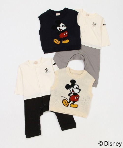 petit main(プティマイン)の「【Disney】ニットベスト付きカバーオール(ロンパース・キッズ・ネイビー/アイボリー・70cm/80cm)」の3枚目の写真