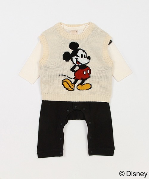 petit main(プティマイン)の「【Disney】ニットベスト付きカバーオール(ロンパース・キッズ・ネイビー/アイボリー・70cm/80cm)」の4枚目の写真