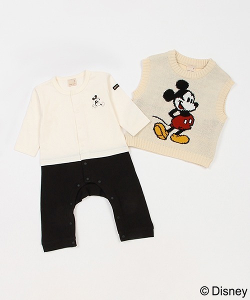 petit main(プティマイン)の「【Disney】ニットベスト付きカバーオール(ロンパース・キッズ・ネイビー/アイボリー・70cm/80cm)」の6枚目の写真