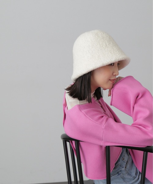 FREE'S MART（フリーズマート）の「ウール混ハット（ハット・レディース・ブラック/ホワイト・ﾌﾘ-）」の3枚目の写真