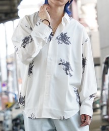 フラワー柄 シルキータッチ ルーズシャツ / Flower Pattern Silky Touch Loose Shirt