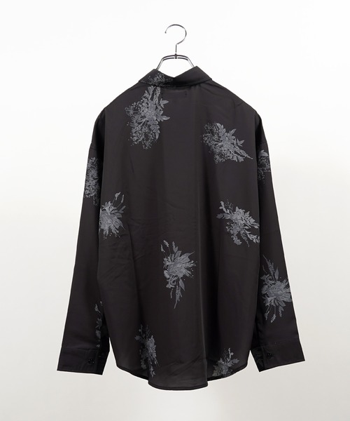 1111clothing(ワンフォークロージング)の「フラワー柄 シルキータッチ ルーズシャツ / Flower Pattern Silky Touch Loose Shirt(シャツ/ブラウス・メンズ・ブラック×グレー/ブラック×ブルー/ホワイト×グレー/ホワイト×ブルー・L/M)」の17枚目の写真