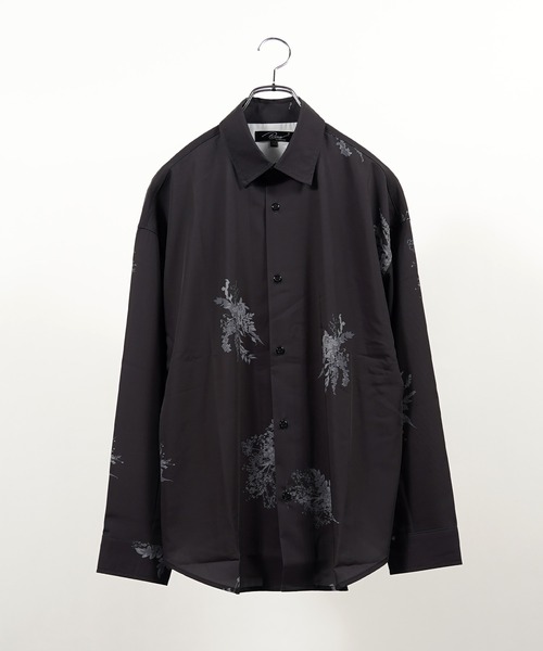 1111clothing(ワンフォークロージング)の「フラワー柄 シルキータッチ ルーズシャツ / Flower Pattern Silky Touch Loose Shirt(シャツ/ブラウス・メンズ・ブラック×グレー/ブラック×ブルー/ホワイト×グレー/ホワイト×ブルー・L/M)」の16枚目の写真