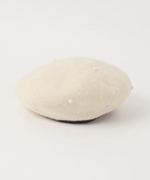 green label relaxing(グリーンレーベルリラクシング)の「GLR フェイクパール ビジュー ベレー帽(ハンチング/ベレー帽・キッズ・ブラック/ホワイト・FREE)」の3枚目の写真