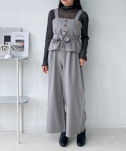 AS KNOW AS plus（アズノゥアズプラス）の「☆ビスチェ&ワイドパンツ セット（セットアップ・レディース・グレー系/ブラック/ブラウン系/グレー/グレー系その他/ブラウン系その他/カーキ系1/ブラック系1/グレー系1/ブラック系2/ベージュ系2/グレー系2/ブラウン系1・FREE）」の7枚目の写真