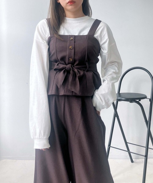 AS KNOW AS plus（アズノゥアズプラス）の「☆ビスチェ&ワイドパンツ セット（セットアップ・レディース・グレー系/ブラック/ブラウン系/グレー/グレー系その他/ブラウン系その他/カーキ系1/ブラック系1/グレー系1/ブラック系2/ベージュ系2/グレー系2/ブラウン系1・FREE）」の11枚目の写真