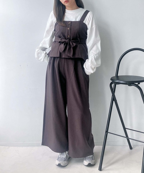 AS KNOW AS plus（アズノゥアズプラス）の「☆ビスチェ&ワイドパンツ セット（セットアップ・レディース・グレー系/ブラック/ブラウン系/グレー/グレー系その他/ブラウン系その他/カーキ系1/ブラック系1/グレー系1/ブラック系2/ベージュ系2/グレー系2/ブラウン系1/グレー系その他2/ブラウン系その他2・FREE）」の16枚目の写真