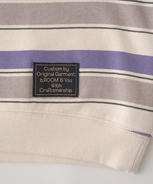 b・ROOM（ビールーム）の「【表コットン毛玉バイバイ裏起毛】プリントボーダービッグスウェット（スウェット・キッズ・ブラック/グリーン/オレンジ/パープル・120cm/140cm/150cm/130cm/100cm/110cm）」の19枚目の写真