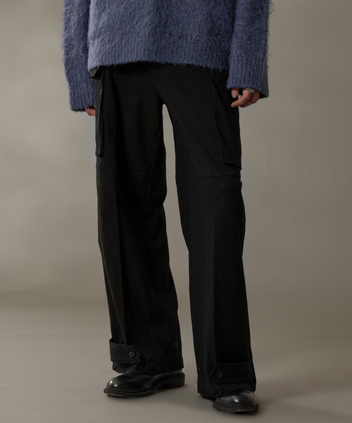 selle glant（セレグランテ）の「WIDE STRAIGHT M-47CARGO PANTS/ワイドストレートM-47カーゴパンツ（カーゴパンツ・メンズ・ブラック/カーキ・MEDIUM/SMALL/LARGE）」の3枚目の写真