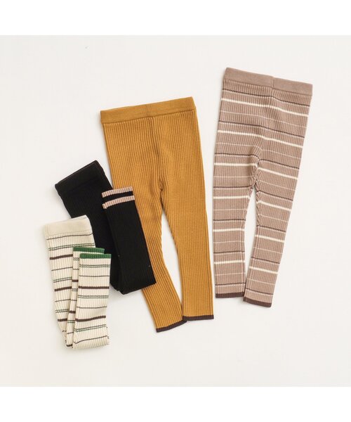 BREEZE（ブリーズ）の「もちもちリブニットレギンス（レギンス/スパッツ・キッズ・アイボリー/ベージュ/ブラック/イエロー・90/110/80/100/120/140/130）」の5枚目の写真