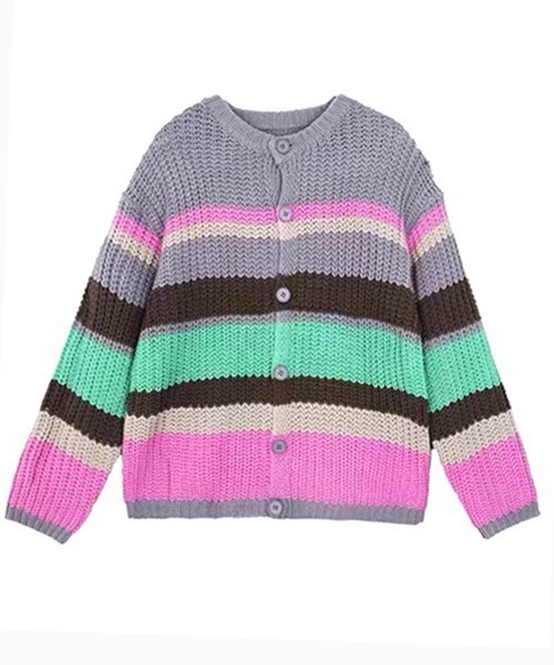 ALL RUNS（オールランズ）の「▲リラックスフィットボーダーカーディガン（カーディガン/ボレロ・メンズ・ピンク/ブラック・2XL/XL/L）」の2枚目の写真