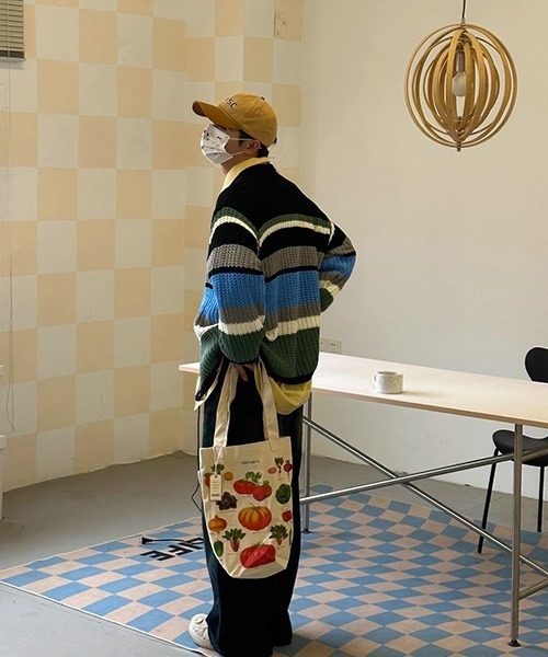 ALL RUNS（オールランズ）の「▲リラックスフィットボーダーカーディガン（カーディガン/ボレロ・メンズ・ピンク/ブラック・2XL/XL/L）」の9枚目の写真