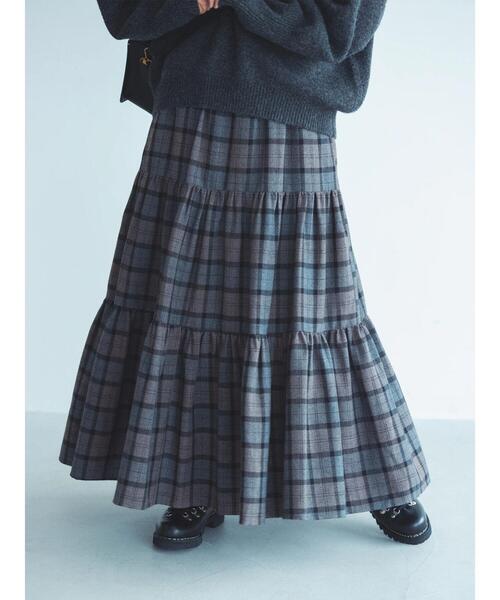 Samansa Mos2 blue（サマンサモスモスブルー）の「【Rina×blue】ティアードスカート（スカート・レディース・オフホワイト/ブラック/グレー・L/M）」の7枚目の写真