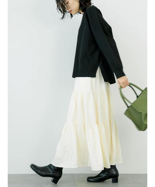 Samansa Mos2 blue（サマンサモスモスブルー）の「【Rina×blue】ティアードスカート（スカート・レディース・オフホワイト/ブラック/グレー・L/M）」の14枚目の写真