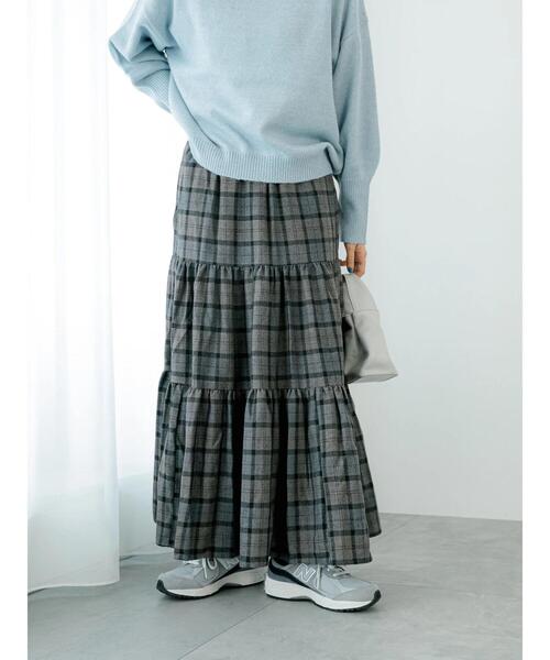 Samansa Mos2 blue（サマンサモスモスブルー）の「【Rina×blue】ティアードスカート（スカート・レディース・オフホワイト/ブラック/グレー・L/M）」の17枚目の写真