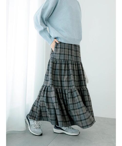 Samansa Mos2 blue（サマンサモスモスブルー）の「【Rina×blue】ティアードスカート（スカート・レディース・オフホワイト/ブラック/グレー・L/M）」の18枚目の写真