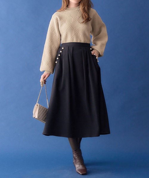 alotta（アロッタ）の「ふくれジャカードスポンジニット（ニット/セーター・レディース・ベージュ/アイボリー・M/L/LL）」の9枚目の写真