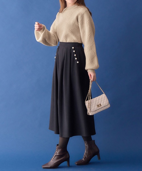 alotta（アロッタ）の「ふくれジャカードスポンジニット（ニット/セーター・レディース・ベージュ/アイボリー・M/L/LL）」の10枚目の写真