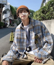 B.I.D.（ビーアイディー）の「《WARAIJOGO（ワライジョーゴ）》ルーズシルエットネルチェック長袖シャツ/ネルシャツ（シャツ/ブラウス）」