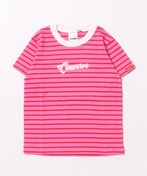 CONVERSE（コンバース）の「CONVERSE/コンバース　ボーダーTシャツ（Tシャツ/カットソー・キッズ・オフホワイト/グリーン/ピンク・110/120/130）」の3枚目の写真
