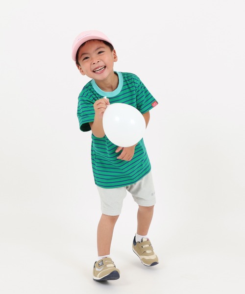 CONVERSE（コンバース）の「CONVERSE/コンバース　ボーダーTシャツ（Tシャツ/カットソー・キッズ・オフホワイト/グリーン/ピンク・110/120/130）」の8枚目の写真