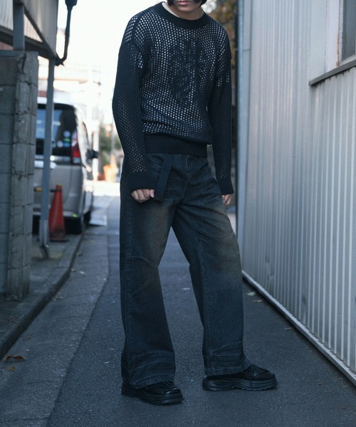 aimoha（アイモハ）の「aimoha men MESH KNIT PULLOVER メッシュニット プルオーバー (SS)（ニット/セーター・メンズ・オフホワイト/グレー/ブラック・X-LARGE/XX-LARGE/MEDIUM/XXX-LARGE/LARGE）」の10枚目の写真