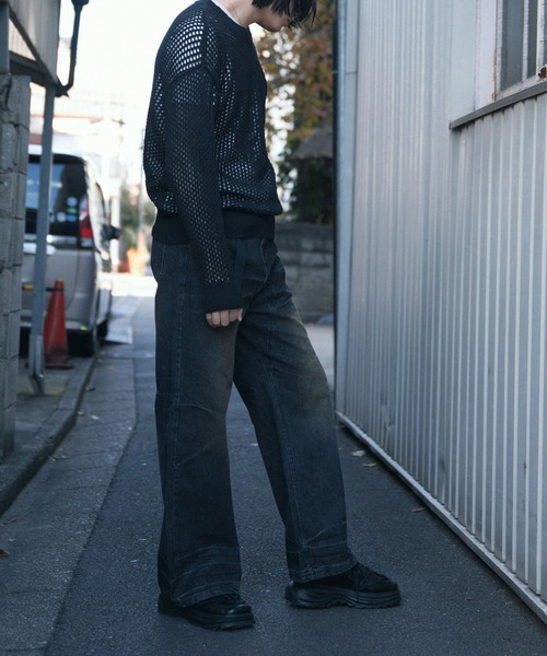 aimoha（アイモハ）の「aimoha men MESH KNIT PULLOVER メッシュニット プルオーバー (SS)（ニット/セーター・メンズ・オフホワイト/グレー/ブラック・X-LARGE/XX-LARGE/MEDIUM/XXX-LARGE/LARGE）」の11枚目の写真