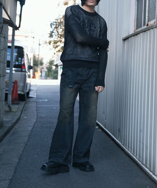 aimoha（アイモハ）の「aimoha men MESH KNIT PULLOVER メッシュニット プルオーバー (SS)（ニット/セーター・メンズ・オフホワイト/グレー/ブラック・X-LARGE/XX-LARGE/MEDIUM/XXX-LARGE/LARGE）」の12枚目の写真