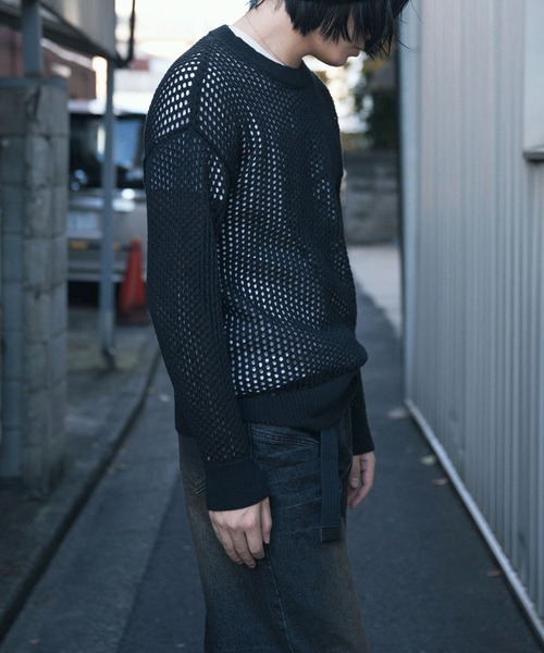aimoha（アイモハ）の「aimoha men MESH KNIT PULLOVER メッシュニット プルオーバー (SS)（ニット/セーター・メンズ・オフホワイト/グレー/ブラック・X-LARGE/XX-LARGE/MEDIUM/XXX-LARGE/LARGE）」の14枚目の写真