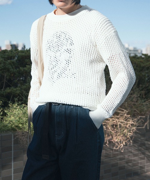 aimoha（アイモハ）の「aimoha men MESH KNIT PULLOVER メッシュニット プルオーバー (SS)（ニット/セーター・メンズ・オフホワイト/グレー/ブラック・X-LARGE/XX-LARGE/MEDIUM/XXX-LARGE/LARGE）」の8枚目の写真