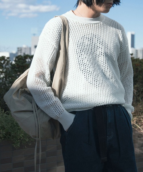 aimoha（アイモハ）の「aimoha men MESH KNIT PULLOVER メッシュニット プルオーバー (SS)（ニット/セーター・メンズ・オフホワイト/グレー/ブラック・X-LARGE/XX-LARGE/MEDIUM/XXX-LARGE/LARGE）」の9枚目の写真