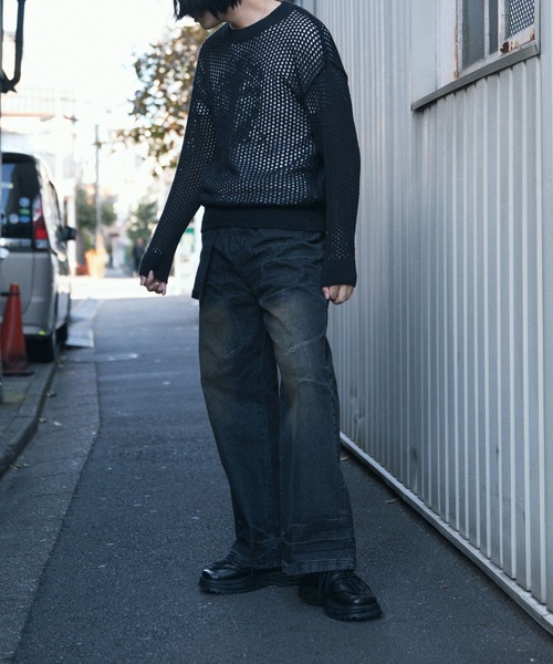 aimoha（アイモハ）の「aimoha men MESH KNIT PULLOVER メッシュニット プルオーバー (SS)（ニット/セーター・メンズ・オフホワイト/グレー/ブラック・X-LARGE/XX-LARGE/MEDIUM/XXX-LARGE/LARGE）」の13枚目の写真