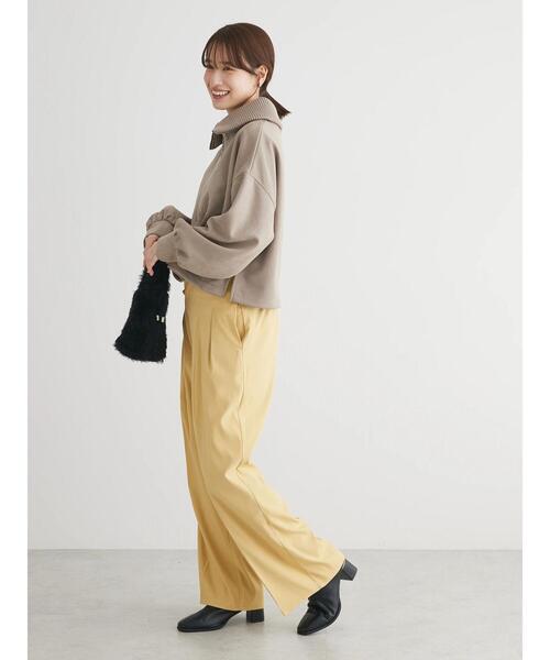 Green　Parks（グリーンパークス）の「・ELENCARE　DUE　スエードポンチハーフZIP（Tシャツ/カットソー・レディース・グレイッシュベージュ/モカ/チャコールグレー/アイボリー・FREE）」の8枚目の写真