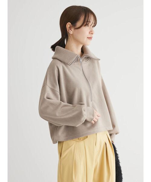 Green　Parks（グリーンパークス）の「・ELENCARE　DUE　スエードポンチハーフZIP（Tシャツ/カットソー・レディース・グレイッシュベージュ/モカ/チャコールグレー/アイボリー・FREE）」の10枚目の写真