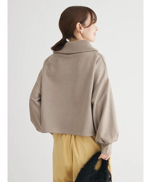 Green　Parks（グリーンパークス）の「・ELENCARE　DUE　スエードポンチハーフZIP（Tシャツ/カットソー・レディース・グレイッシュベージュ/モカ/チャコールグレー/アイボリー・FREE）」の12枚目の写真