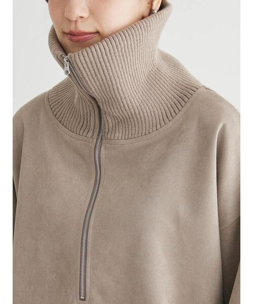 Green　Parks（グリーンパークス）の「・ELENCARE　DUE　スエードポンチハーフZIP（Tシャツ/カットソー・レディース・グレイッシュベージュ/モカ/チャコールグレー/アイボリー・FREE）」の13枚目の写真