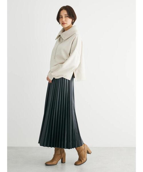 Green　Parks（グリーンパークス）の「・ELENCARE　DUE　スエードポンチハーフZIP（Tシャツ/カットソー・レディース・グレイッシュベージュ/モカ/チャコールグレー/アイボリー・FREE）」の17枚目の写真