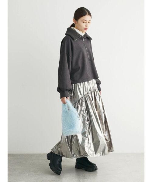 Green　Parks（グリーンパークス）の「・ELENCARE　DUE　スエードポンチハーフZIP（Tシャツ/カットソー・レディース・グレイッシュベージュ/モカ/チャコールグレー/アイボリー・FREE）」の19枚目の写真