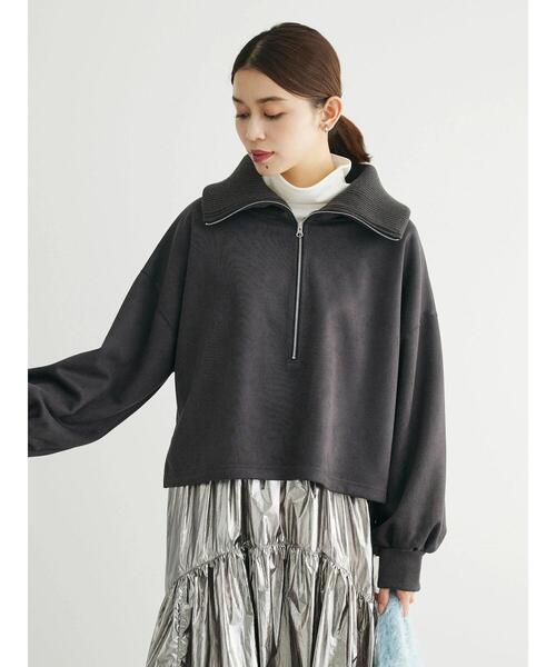 Green　Parks（グリーンパークス）の「・ELENCARE　DUE　スエードポンチハーフZIP（Tシャツ/カットソー・レディース・グレイッシュベージュ/モカ/チャコールグレー/アイボリー・FREE）」の21枚目の写真